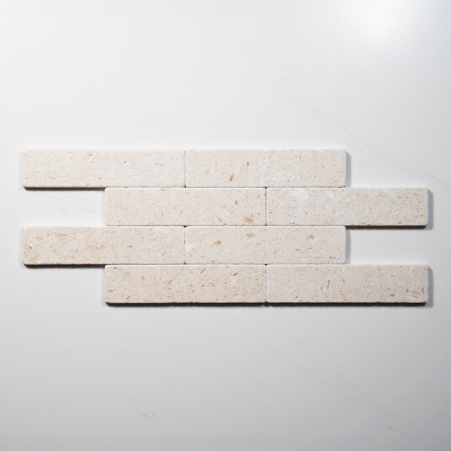 Tumbled White Natural Limestone Subway Tile 50mm x 200mm