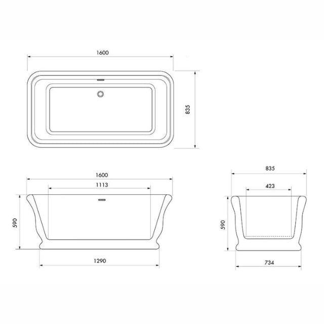Turner Hastings Kirkham 160 TitanCast Bath - Satin Silk