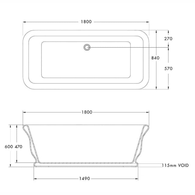 Turner Hastings Kirkham 180 TitanCast Bath Dimensions - The Blue Space