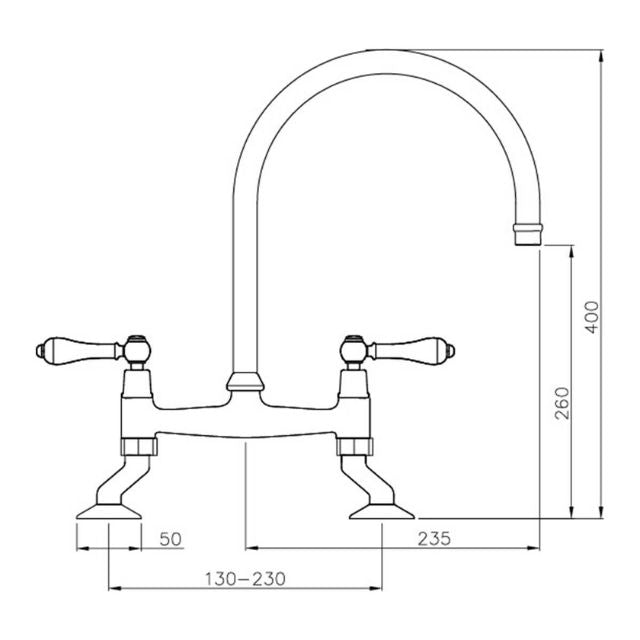 Turner Hastings Ludlow Bridge Mixer Tap - Brushed Brass