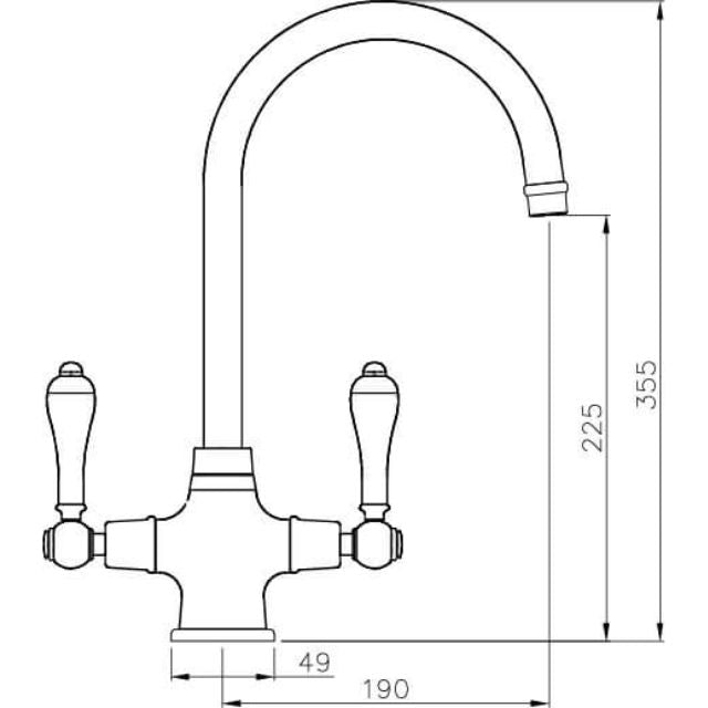 Turner Hastings Ludlow Double Sink Mixer - Brushed Brass