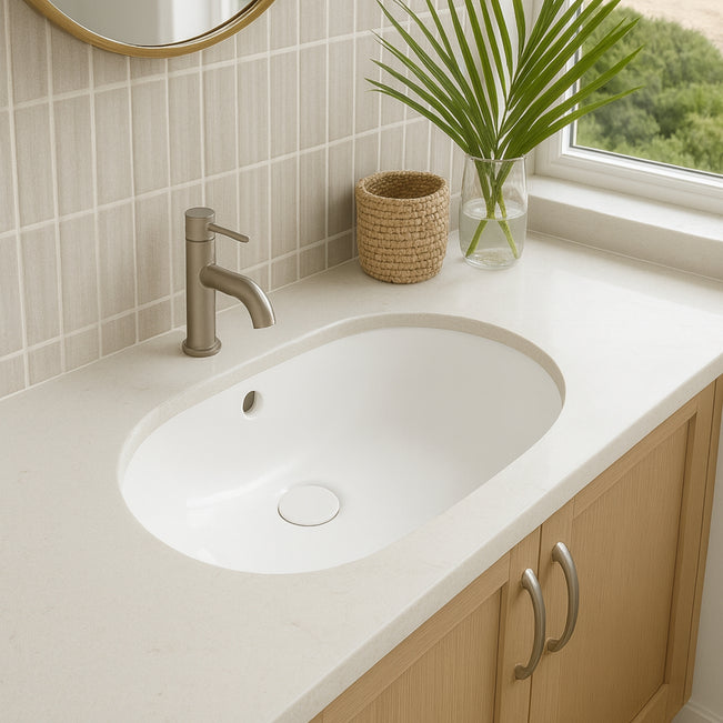 Lifestyle 2 Turner Hastings Narva 57x 39 Undercounter Pill Basin - Gloss White NA571UPB-GW - The Blue Space
