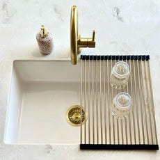 Turner Hastings Roll Up Sink Drainer in Brushed Brass on Undermount-Sink. RM4332-BB at The Blue Space