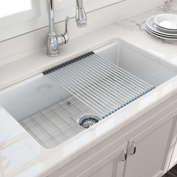 Turner Hastings Roll Up Sink Drainer in Stainless Steel in-situ. RM4332-SS at The Blue Space