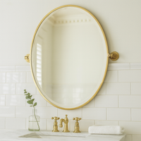 Turner Hastings Mayer Pivot Oval Mirror 620mm x 538mm - Brushed Brass in heritage bathroom