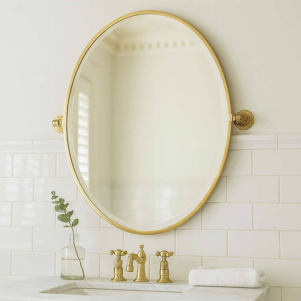 Turner Hastings Mayer Pivot Oval Mirror 620mm x 538mm - Brushed Brass