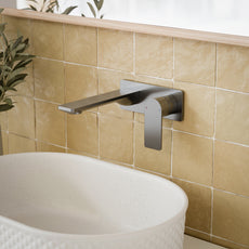 Caroma Urbane II 180mm Lead Free Wall Basin/Bath Mixer Rectangle Gunmetal