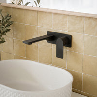 Caroma Urbane II 180mm Lead Free Wall Basin/Bath Mixer Rectangle Matte Black