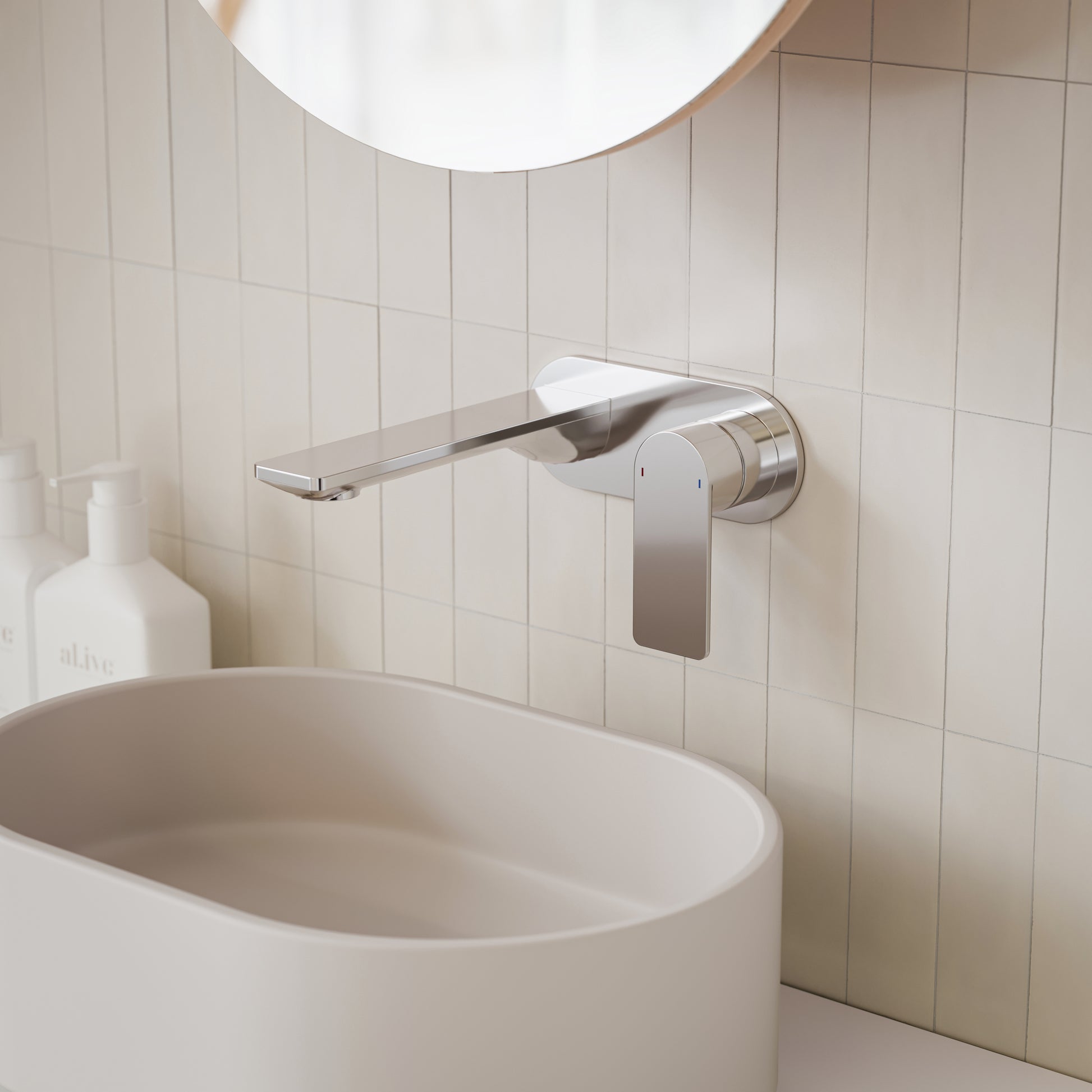 Caroma Urbane II 180mm Lead Free Wall Basin/Bath Mixer Round Chrome