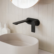 Caroma Urbane II 180mm Lead Free Wall Basin/Bath Mixer Round Matte Black