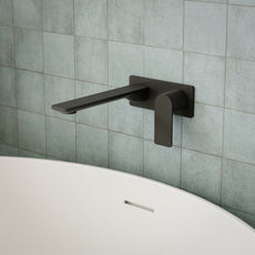 Caroma Urbane II 220mm Lead Free Wall Basin/Bath Mixer Rectangle Matte Black
