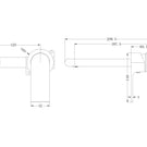 Technical Drawing: Nero Bianca Wall Basin Mixer Separate Back Plate Gun Metal Grey