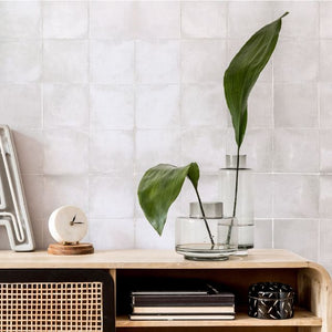 White Malee Satin Hand Made Spanish Ceramic Tile 130 x 130 x 8mm