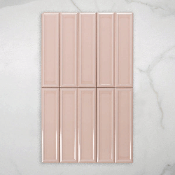 Whitehaven Pink Gloss Frame Ceramic Subway Tile 68x280mm online at The Blue Space