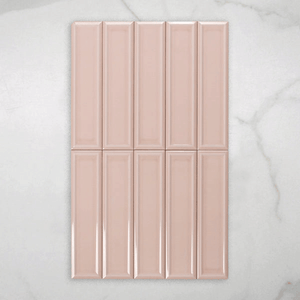 Whitehaven Pink Gloss Frame Ceramic Subway Tile 68x280mm