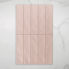 Whitehaven Pink Wavy Satin Ceramic Subway Tile 68x280mm online at The Blue Space