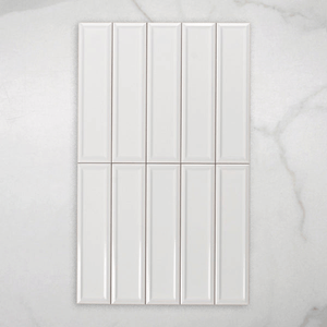 Whitehaven White Gloss Frame Ceramic Subway Tile 68x280mm