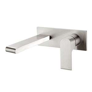Nero Bianca Wall Basin/Bath Mixer 187mm Brushed Nickel