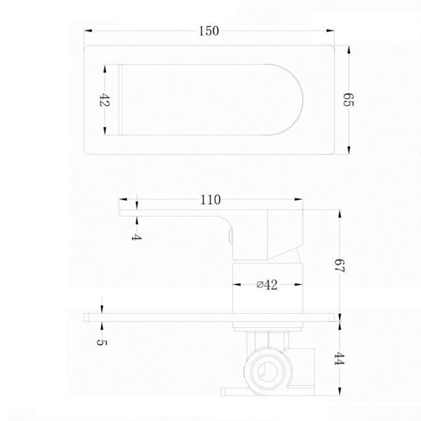 Technical Drawing - Nero Vitra Shower Mixer - Brushed Nickel