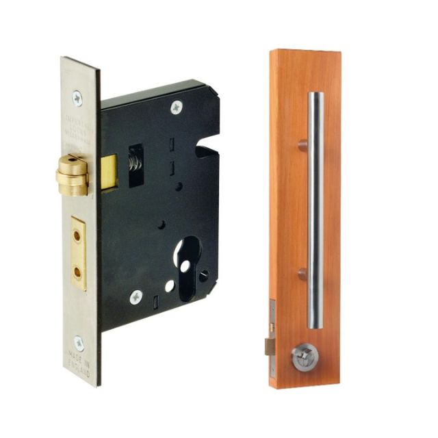 Zanda Round Pull Handle Lock Kit Double Cylinder Stainless Steel