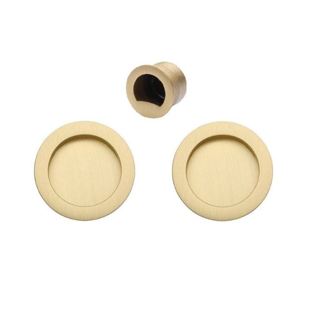 Zanda Visca Round Flush Pull Kit Satin Brass