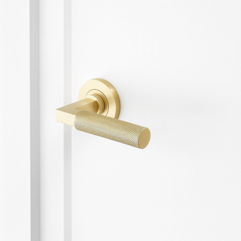 Zanda Zurich Passage Door Handle Set Satin Brass - The Blue Space