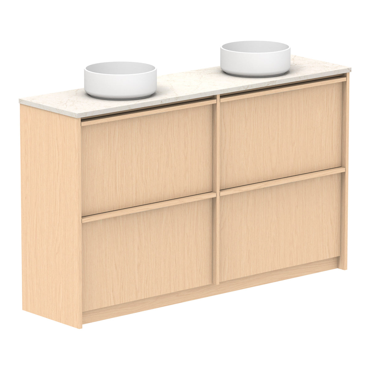 Blonde Oak ADP Eli Ensuite 1500mm Double Bowl Floor Standing Vanity ELIEAW1500WKDCP - The Blue Space