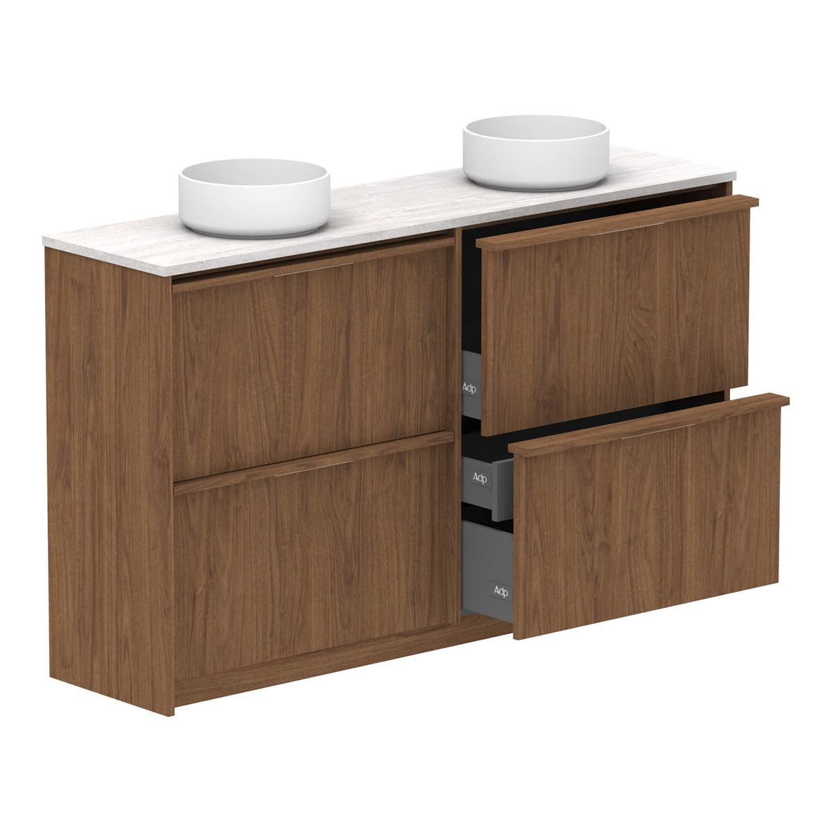 Open ADP Eli Ensuite 1500mm Double Bowl Floor Standing Vanity ELIEAW1500WKDDU - The Blue Space