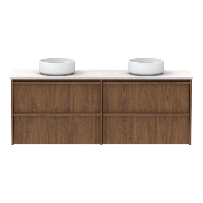 Front ADP Eli Ensuite 1500mm Double Bowl Wall Hung Vanity ELIEAW1500WHDCP - The Blue Space