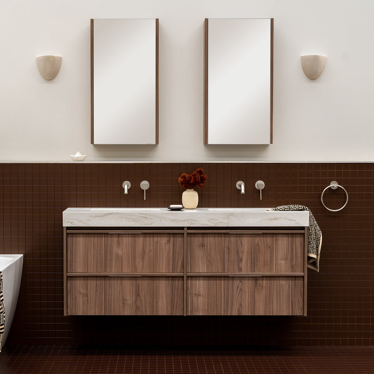 Lifestyle ADP Eli Ensuite 1500mm Double Bowl Wall Hung Vanity ELIEAW1500WHDDU - The Blue Space
