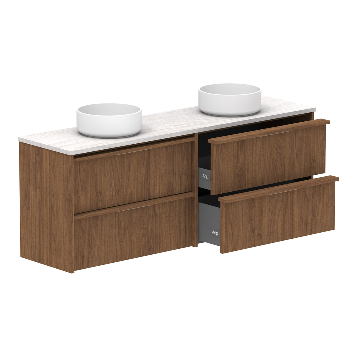 Open ADP Eli Ensuite 1500mm Double Bowl Wall Hung Vanity ELIEAW1500WHDCP - The Blue Space