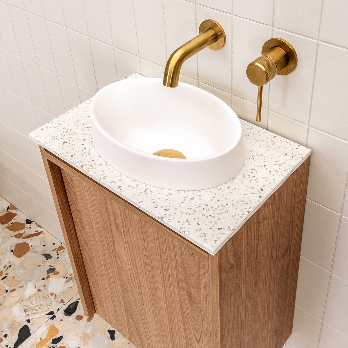 Lifestyle ADP Eli Mini 400mm Centre Bowl Wall Hung Vanity ELIMDS0400WHCDU - The Blue Space
