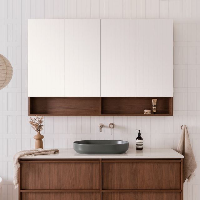 ADP Eli Shaving Cabinet 1500mm 4 Doors with Florentine Walnut Cabinet Finish ELISSC150100-4D | The Blue Space