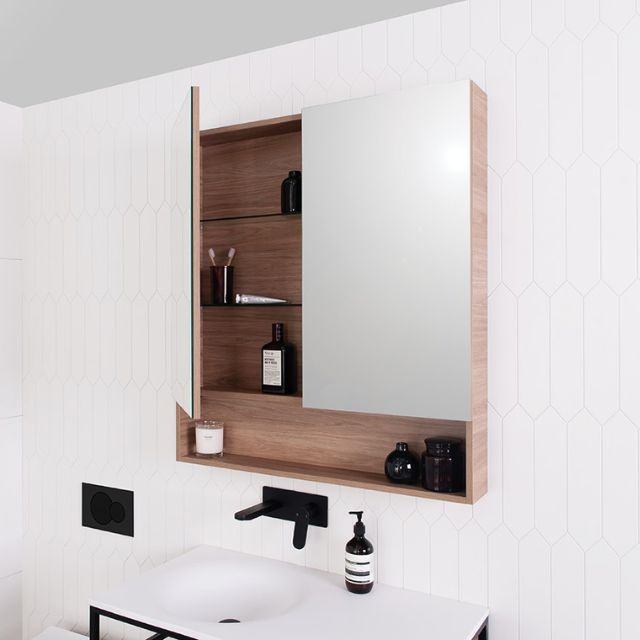 ADP Eli Shaving Cabinet 900mm 2 Doors with Prime Oak Woodmatt Cabinet Finish ELISSC90100-2D | The Blue Space