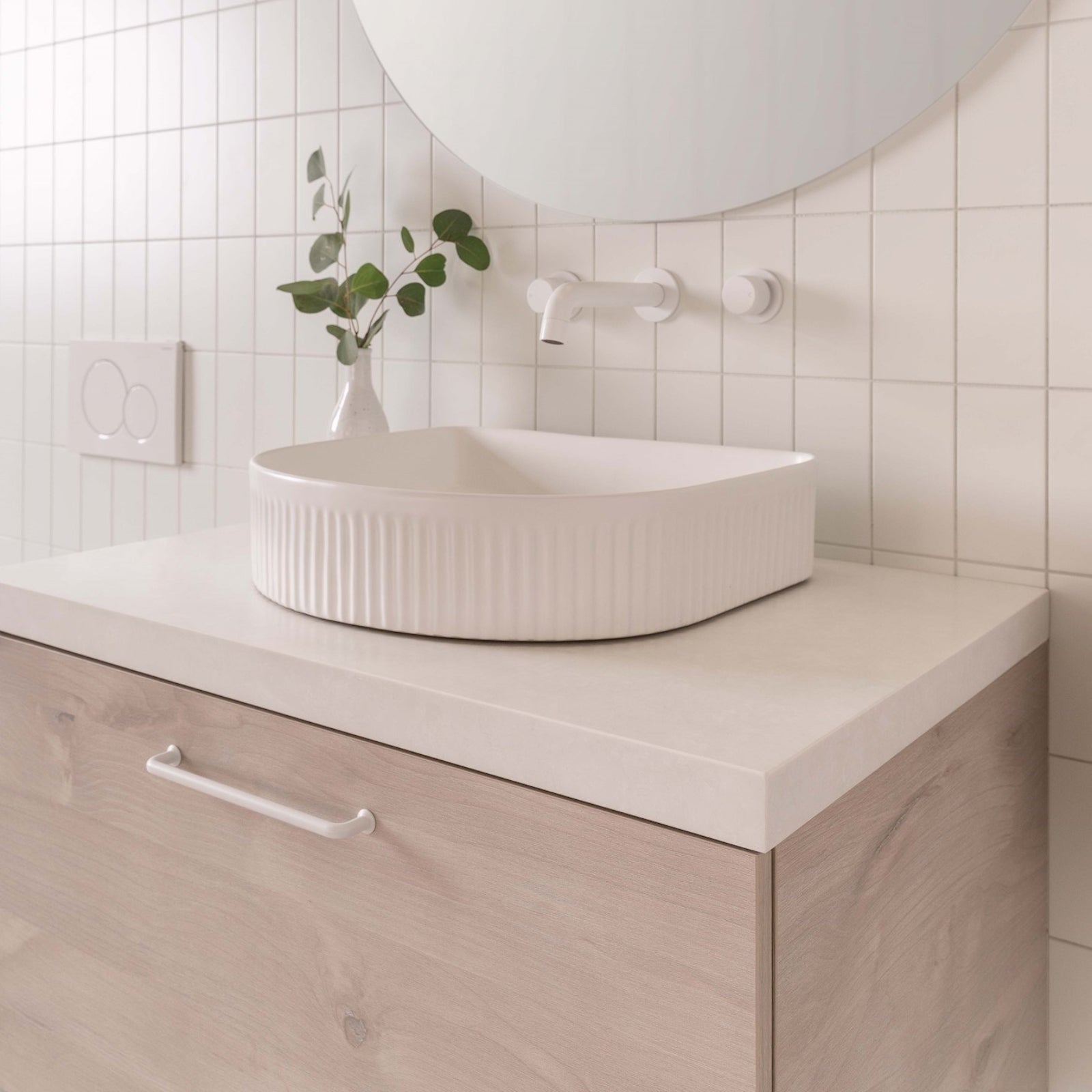 Lifestyle 3 ADP Glacier Lite All Drawer Slim Vanity with Solid Surface Top GLLFAS0750WHCCP - The Blue Space
