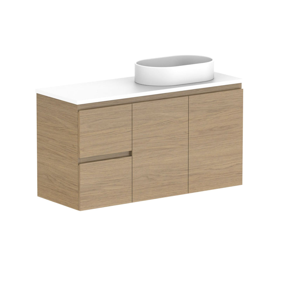 ADP Glacier Lite Ensuite Door and Drawer Twin Vanity with Cherry Pie Top