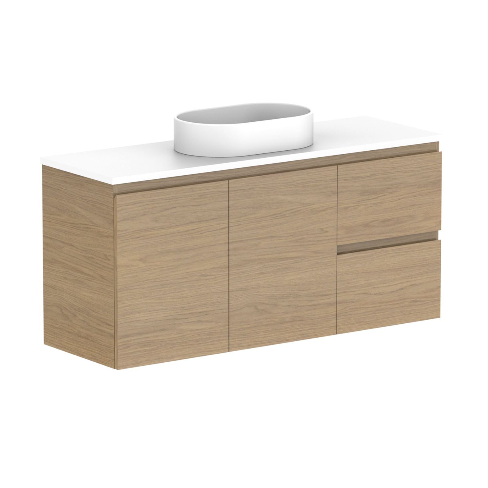 ADP Glacier Lite Ensuite Door and Drawer Twin Vanity with Cherry Pie Top 1200mm Centre Bowl GLLECW1200WHCCP - The Blue Space