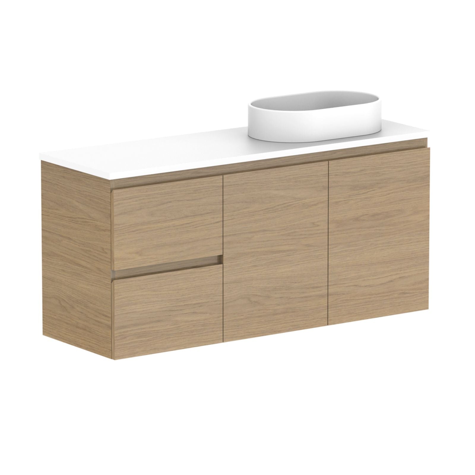 ADP Glacier Lite Ensuite Door and Drawer Twin Vanity with Cherry Pie Top 1200mm Right Bowl GLLECW1200WHRCP - The Blue Space
