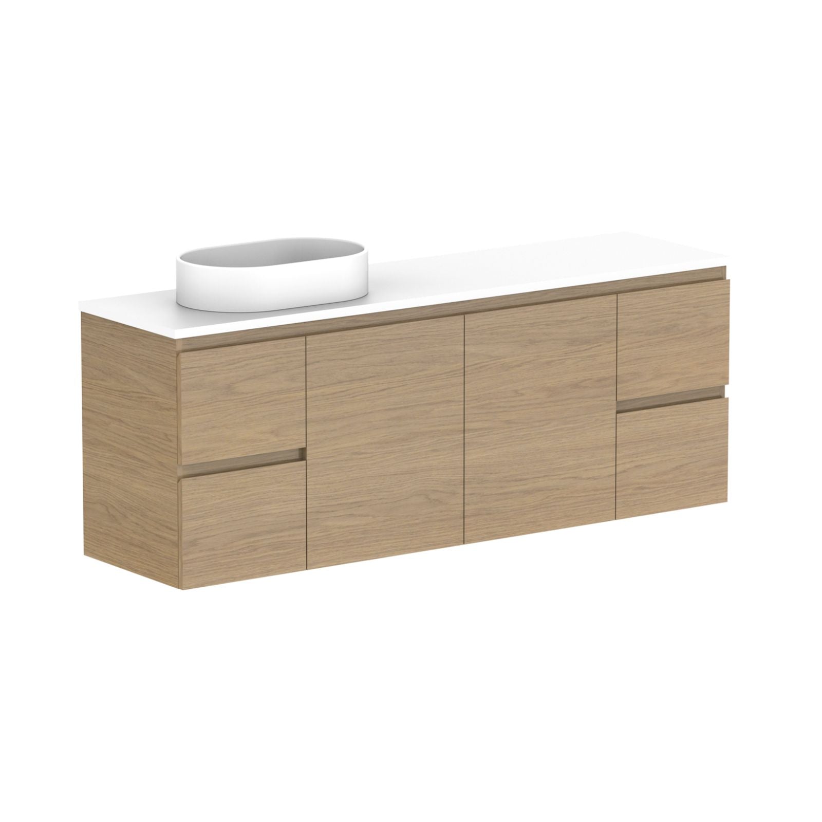 ADP Glacier Lite Ensuite Door and Drawer Twin Vanity with Cherry Pie Top 1500mm Left Bowl GLLECW1500WHLCP - The Blue Space