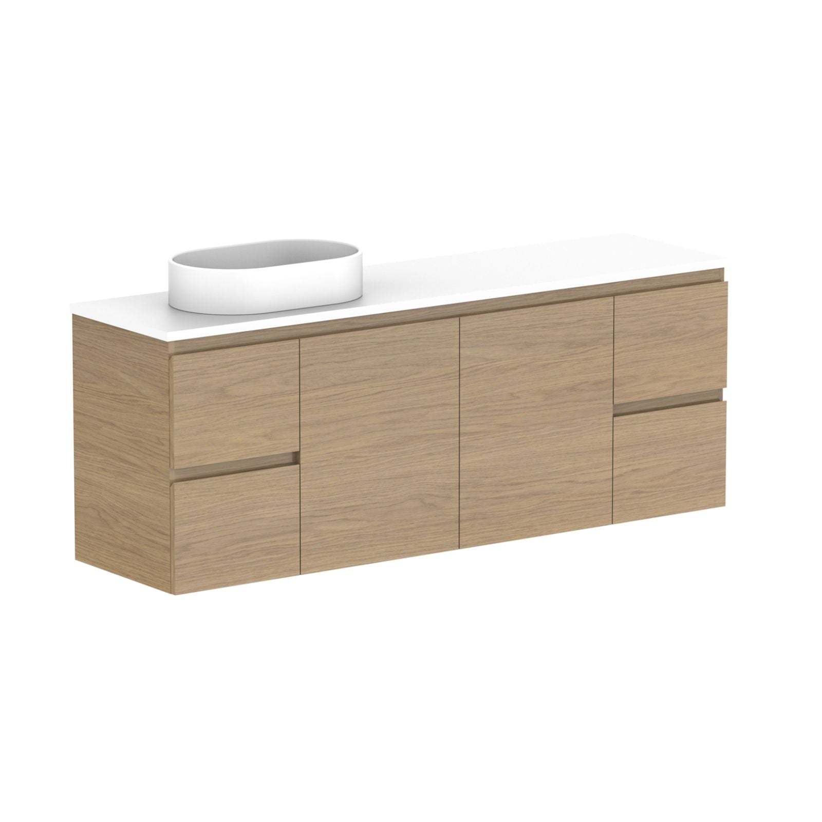 ADP Glacier Lite Ensuite Door and Drawer Twin Vanity with Cherry Pie Top 1800mm Left Bowl GLLECW1800WHLCP - The Blue Space