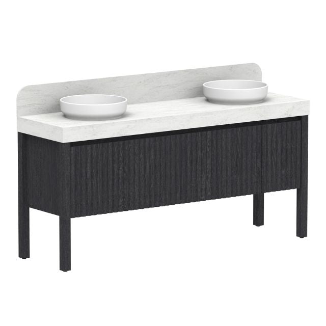ADP Harper Floor Standing Vanity with Legs and Durasein Benchtop 1800mm Double Bowl HARFAS1800FMDDU | The Blue Space