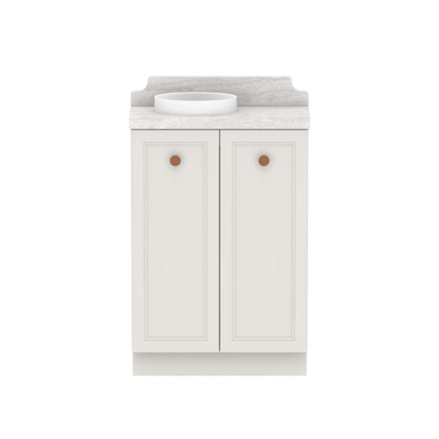 ADP Mabel Mini Freestanding Vanity with Cherry Pie Benchtop - 600mm Left Bowl MABMDT0600WKLCP | The Blue Space