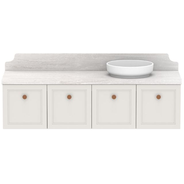 ADP Mabel Wall Hung Vanity With Cherry Pie Premium Solid Surface Benchtop - 1500mm Right Offset Basin MABFCS1500WHRCP | The Blue Space