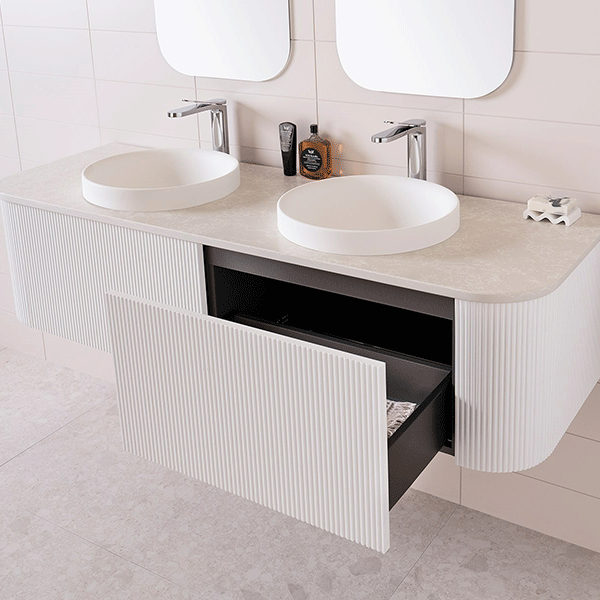 ADP Waverley 1500mm Double Bowl Wall Hung Vanity with Solid Surface Top - CLEARANCE ITEM