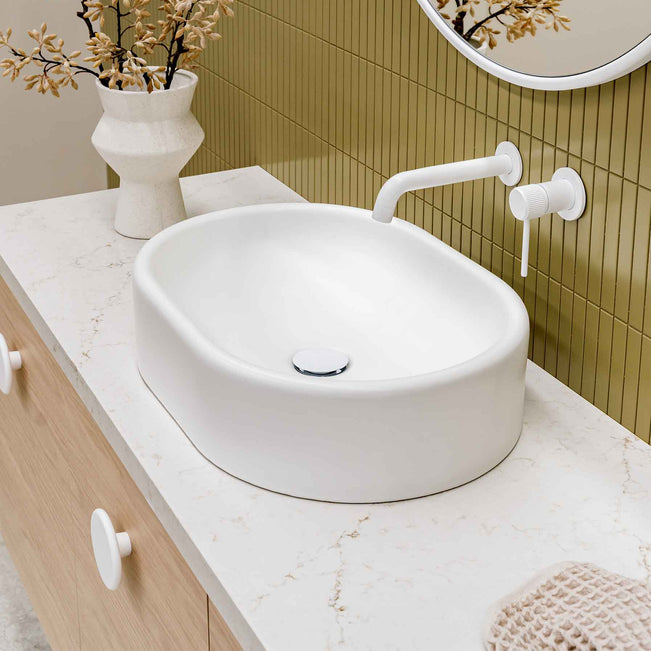 Lifestyle ADP Werri 530 x 380 Above Counter Basin - Matte White TOPCWER5338MW - The Blue Space