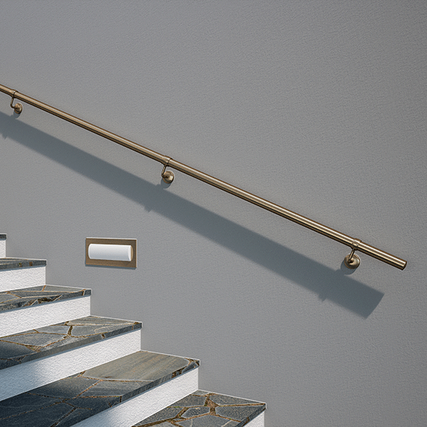 Rothley Handrail Kit Antique Brass online at The Blue Space | Outdoor stair case rail brushed brass