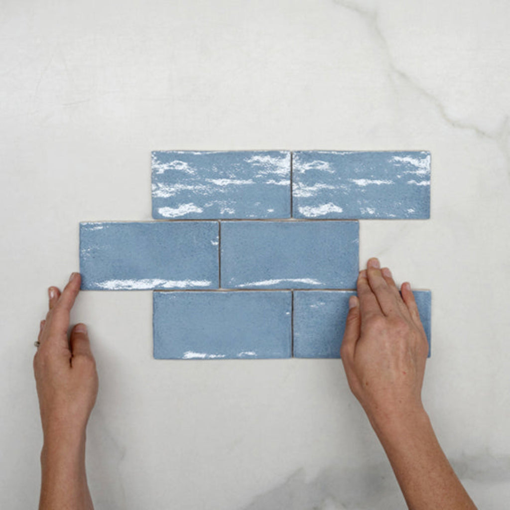 Ash Blue Dianna Hand Made Subway Tile 75 x 150 x 9mm Spanish Ceramic