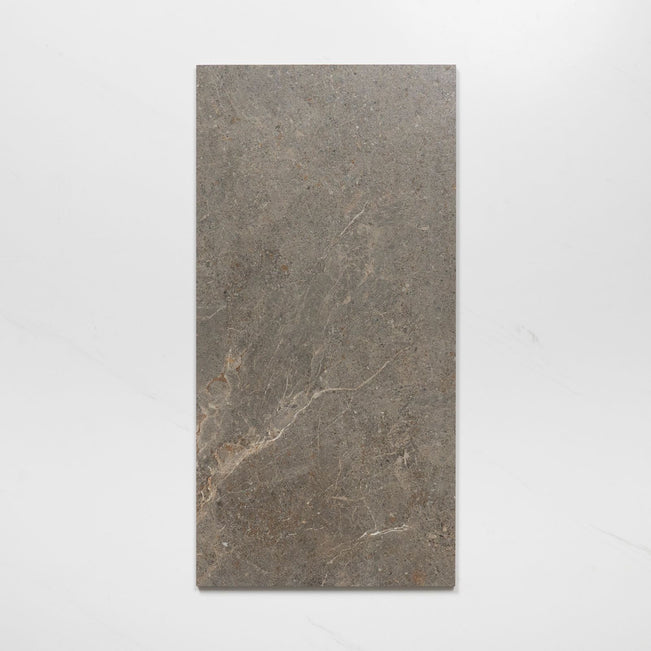 Single No Hand Auralis Grey Brown Honed Porcelain Tile 600 x 1200mm 612ARDASH - The Blue Space