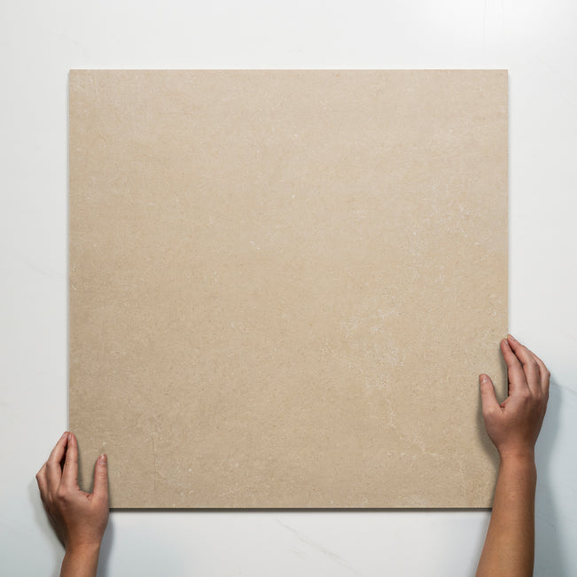 Single With Hand Avedon Beige Limestone Look Porcelain Outdoor Tile P5 600×600mm PROBEI5 - The Blue Space