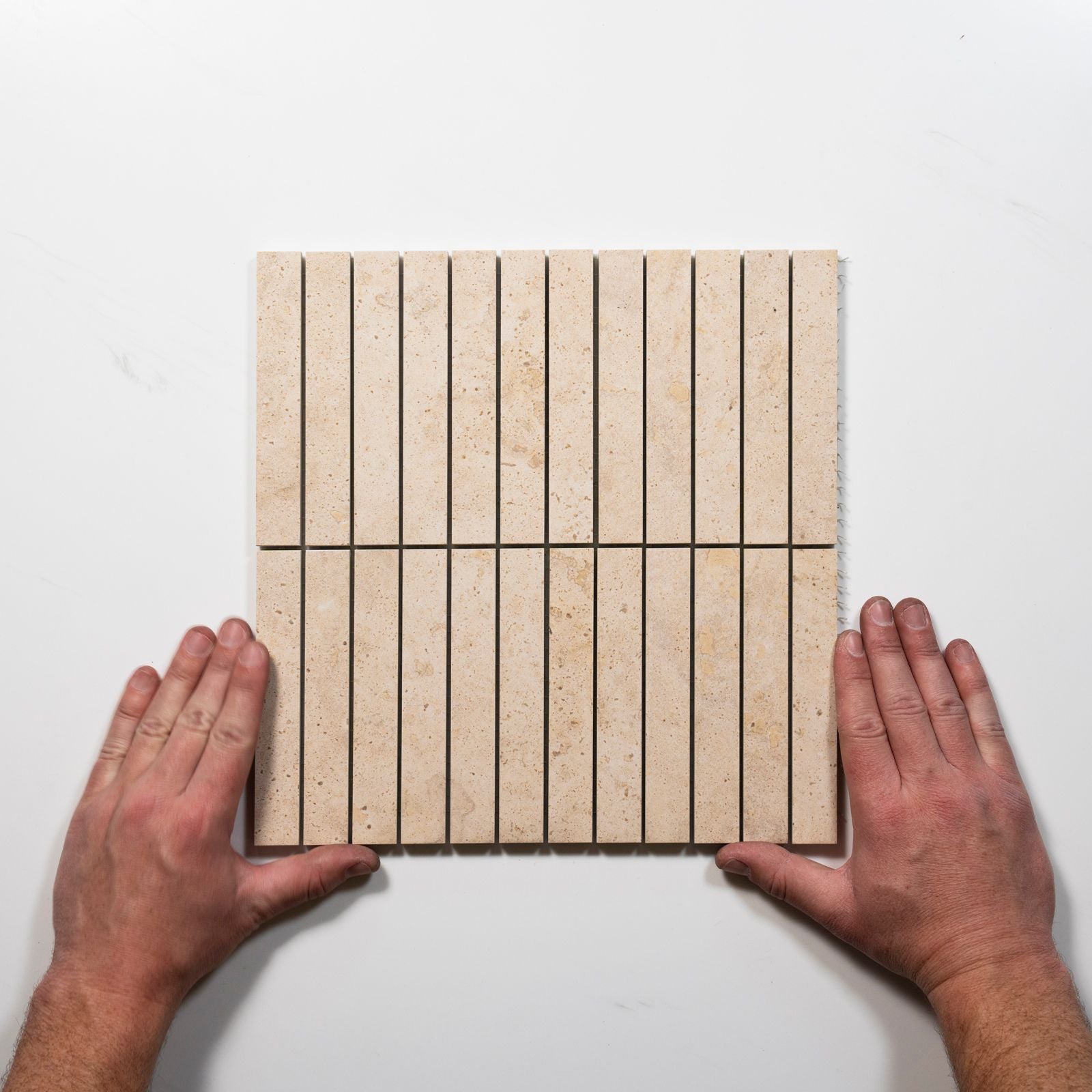 With Hand Avorio Cream Travertine Look Matte Porcelain Kit Kat Mosaic Tile CLAIVTGMOS - The Blue Space